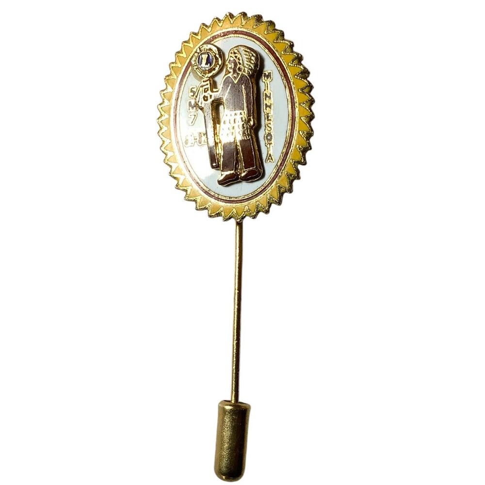 1982 Lions Club International, Indian Chief Lapel Broach Stick Pin, 5M7 MN